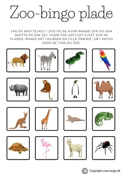 Zoologisk have bingoplade
